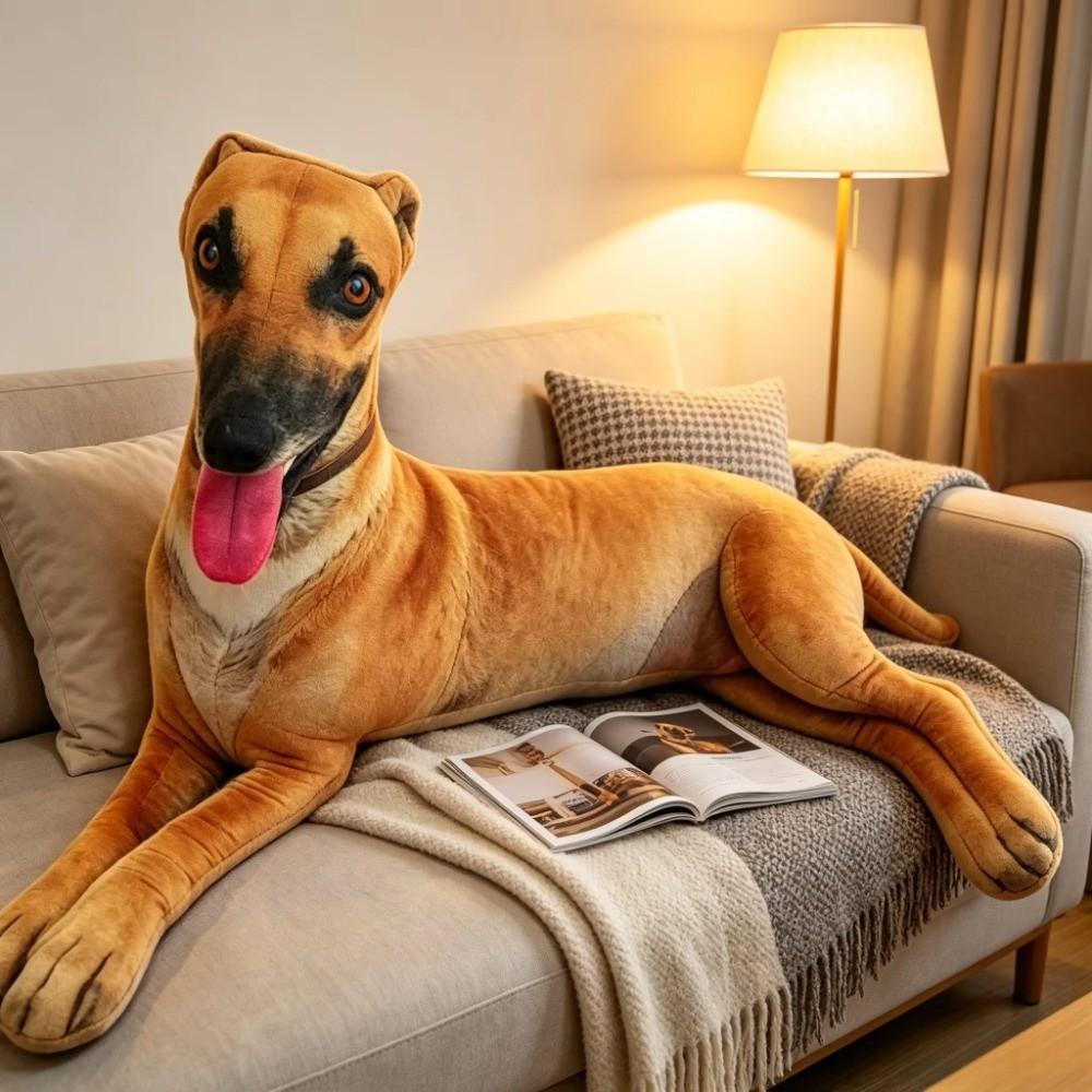 Realistic Plush Pillow Lifelike Stuffed Puppy Dog Greyhound Stuffed Animal Sleeping Companion