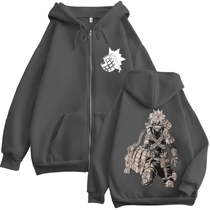 Anime My Hero Academia Katsuki Bakugo Zip Up Hoodies Men Women Fashion Harajuku Hoody Sweatshirt Fleece Loose Jackets