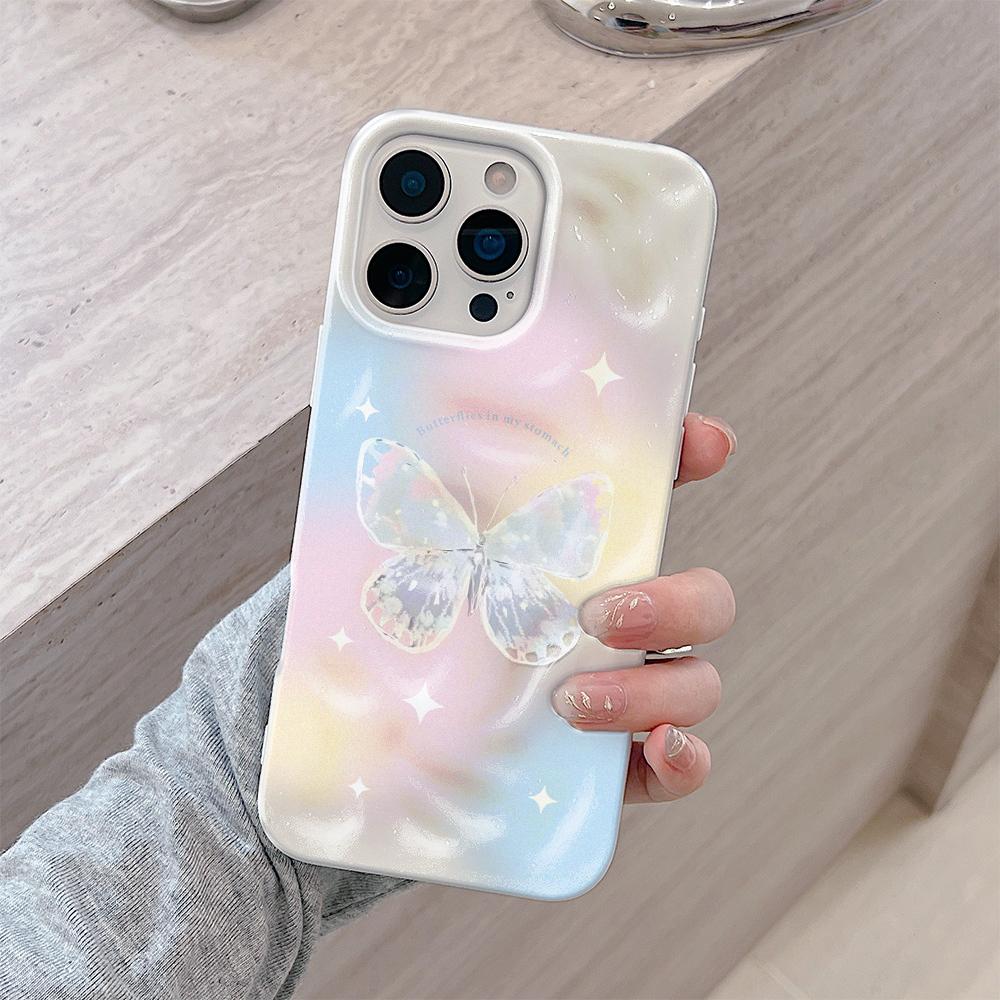 Fashion Dyeing Butterfly Phone Case For IPhone 17 16 15 14 13 12 11 Pro MAX 16 15 14 Plus Shockproof Bumpper Cover Case Funda