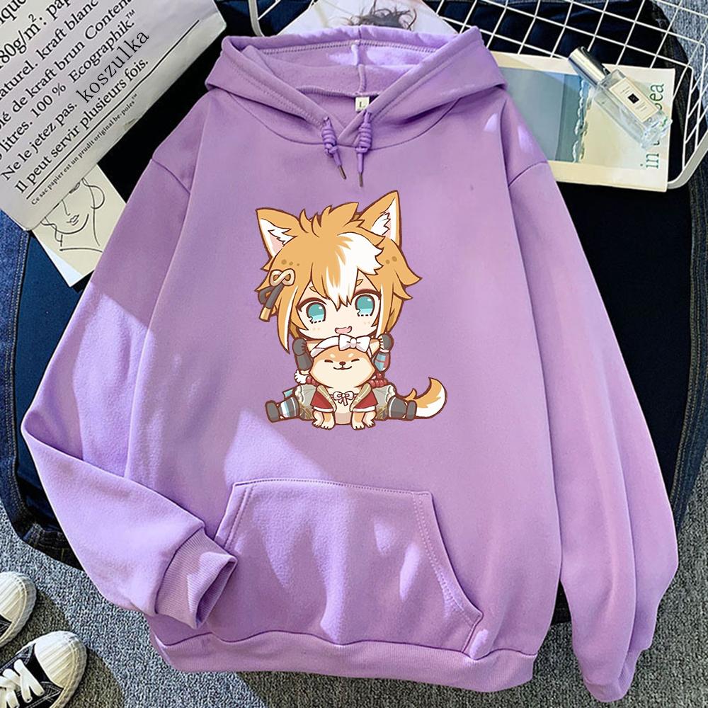 Gorou толстовка женская Harajuku графический Genshin Impact толстовки унисекс зимние мультфильм эстетические пуловеры кофты Genshin толстовка