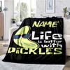 Custom Name Pickled cucumbers Theme Printed Blanket - Perfect for Couch, Bed, Travel & Outdoor Use | Machine Washable, Cozy & Durable.