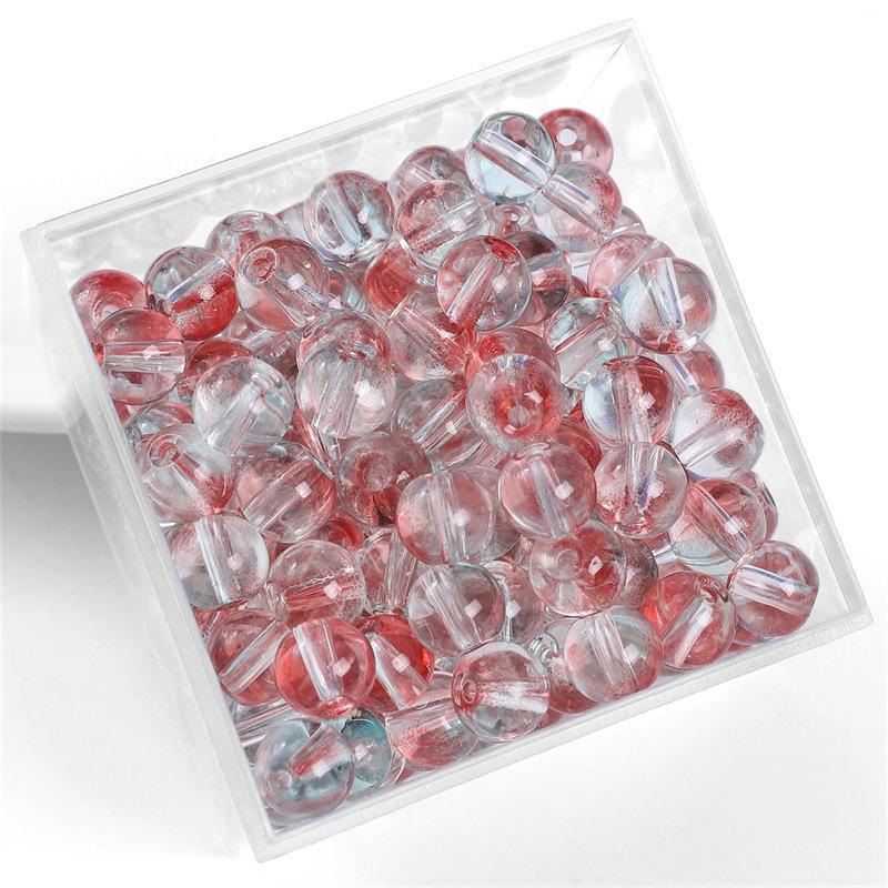 Комплект браслетов из бисера Summer Jelly Gold Glitter: Двойные стеклянные круглые бусины и полусахарные пузырчатые бусины