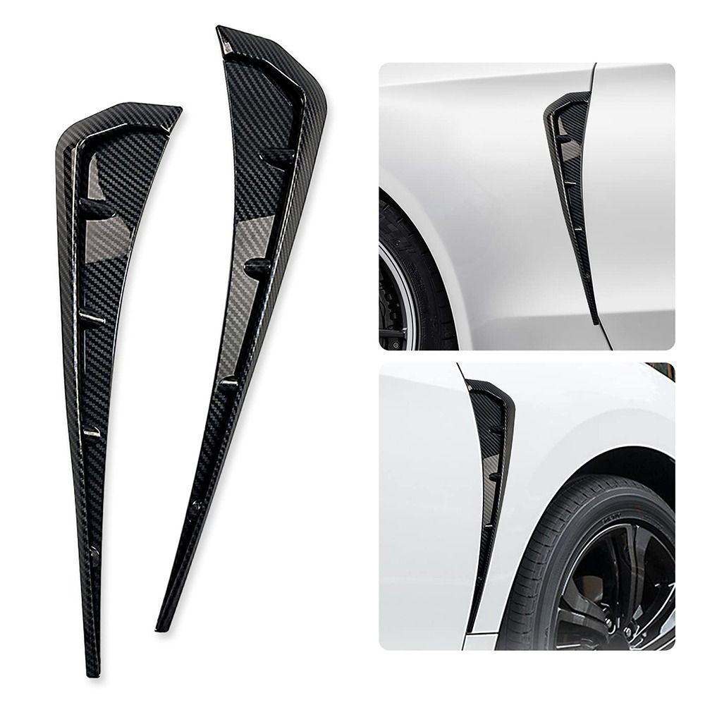 PCS Universal Air Flow Decorative Compatible Fender Sticker ABS Car Fender Side Vents Black Spoiler