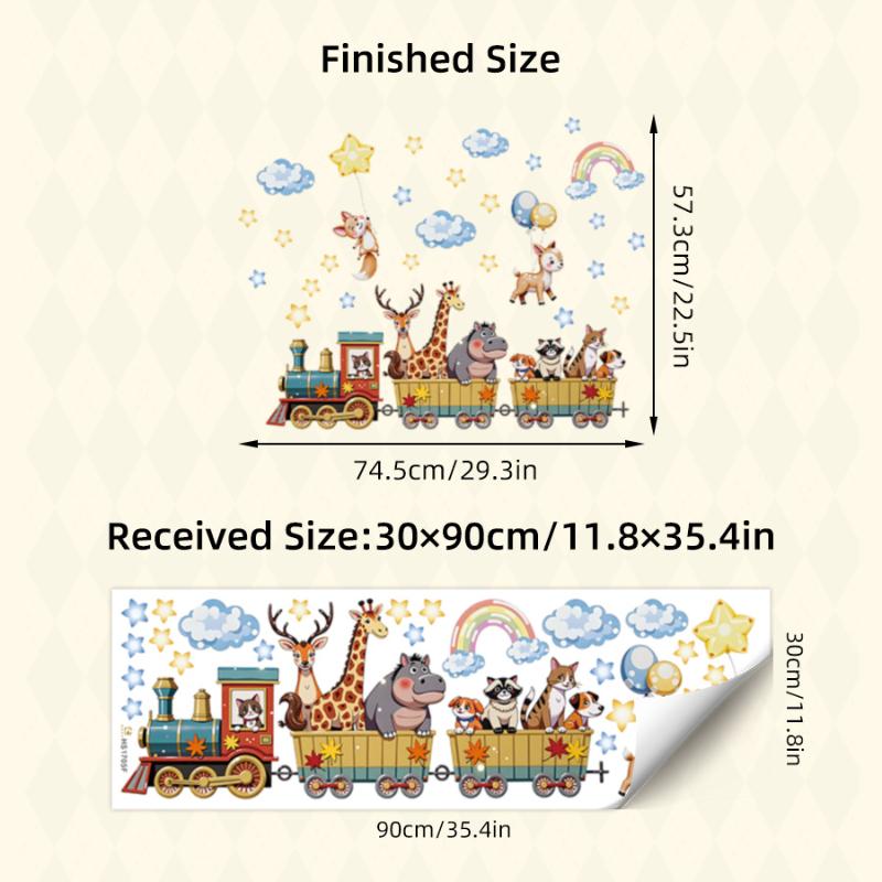 Мультяшный Животный Поезд Наклейка На Стену Съемная ПВХ Декор Стены Для Детской Комнаты Детской Спальни Домашний Декор