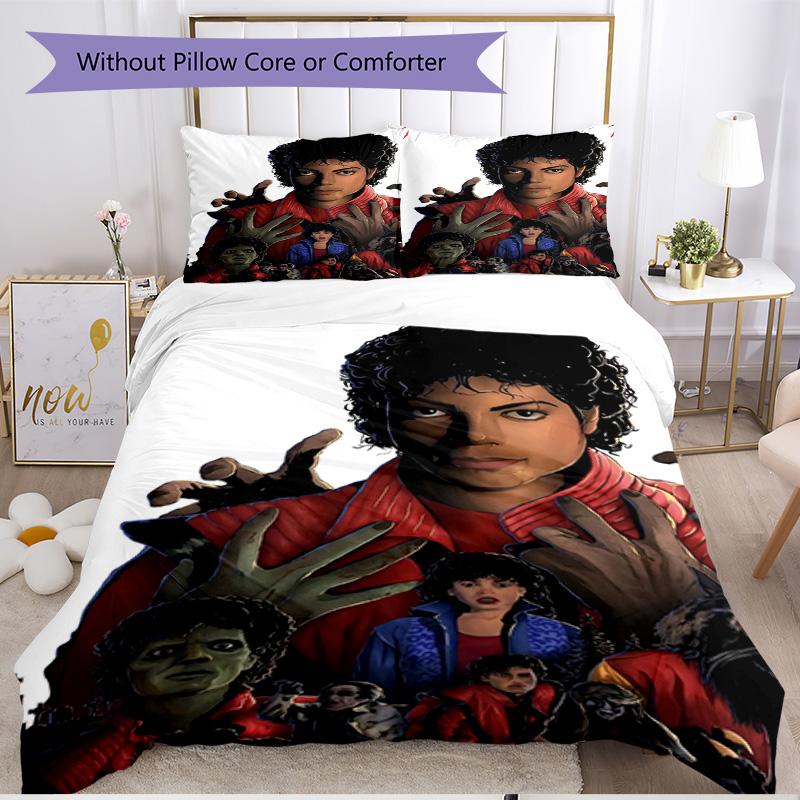 3pcs Duvet Cover Set (1*Duvet Cover + 2*Pillowcase, Without Core), Michael Jackson Print Soft All‑Season Bedding Set, Home Bedroom Decor Gift