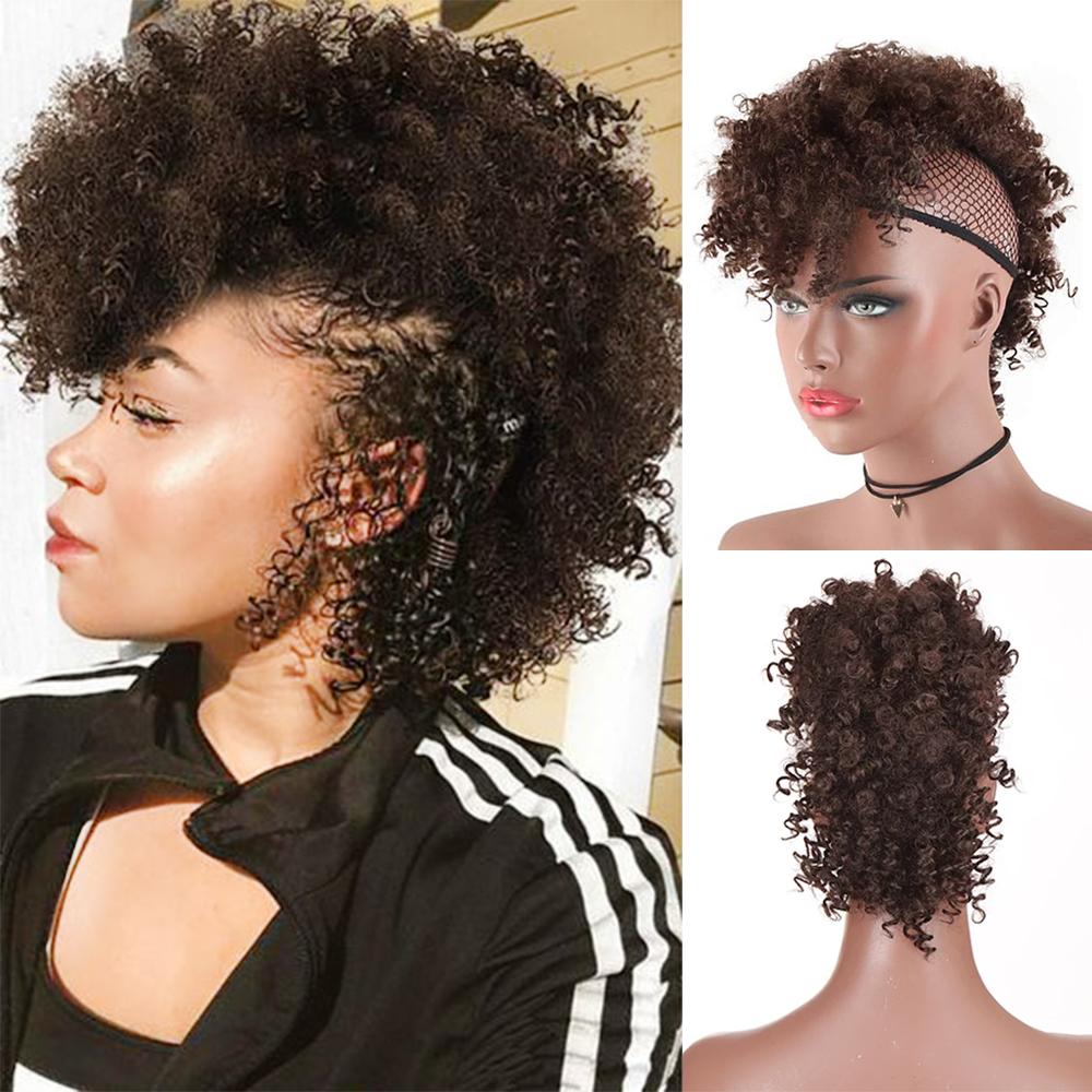 LISI HAIR Синтетические длинные коричневые вьющиеся шиньоны ирокез на заколке для наращивания волос, высокий пышный афро натуральный хвост