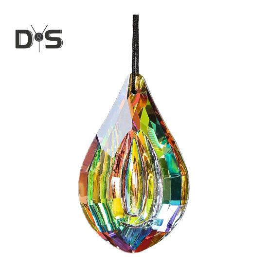 Faux Crystal Prism Sun Catcher Decoration Indoor Outdoor Garden Window Hanging Rainbow Maker Clear Waterdrop Hanging Ornament Pendant