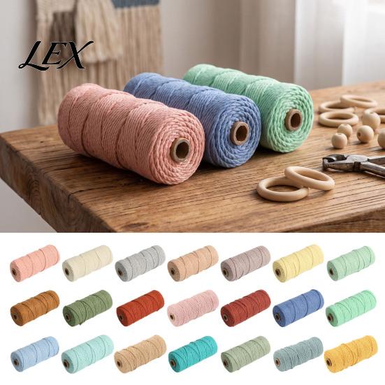 Natural Cotton Yarn for Knitting 3mm Cord, 109 Yards Twisted Craft Colored Durable String Crochet Making Tapestry, Hand Braiding, DIY Crafts Crafting