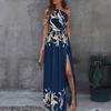 LYRIA Dress Women Spring/summer Off Shoulder Hollow-out Printing Split Fashionable Dresses Casual Vestidos