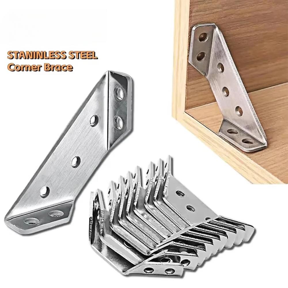 10/20 шт. Утолщенный угловой код из нержавеющей стали 90 градусов Прямоугольный фиксированный кронштейн Мебельные соединители с винтами Угловой кронштейн