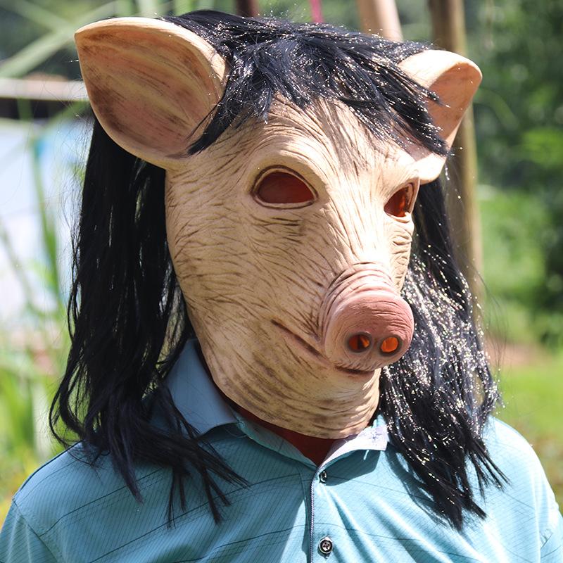 Halloween Mask: Saw Killer Pig Head Mask, Scary Animal Headgear, Funny Party Wild Boar Head Prop