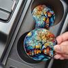 jijijing 2PCS Car Coasters, Oil Painting Print, Decorative Non-Slip Thermal Pads, Stain-Resistant Easy to Clean Cup Holders, for Home Kitchen