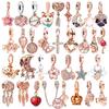 Hot Fine Rose Gold Plated Series S925 Sterling Silver Dangle Charm Beads Fit Original  Bracelet DIY Jewelry Gift For Women