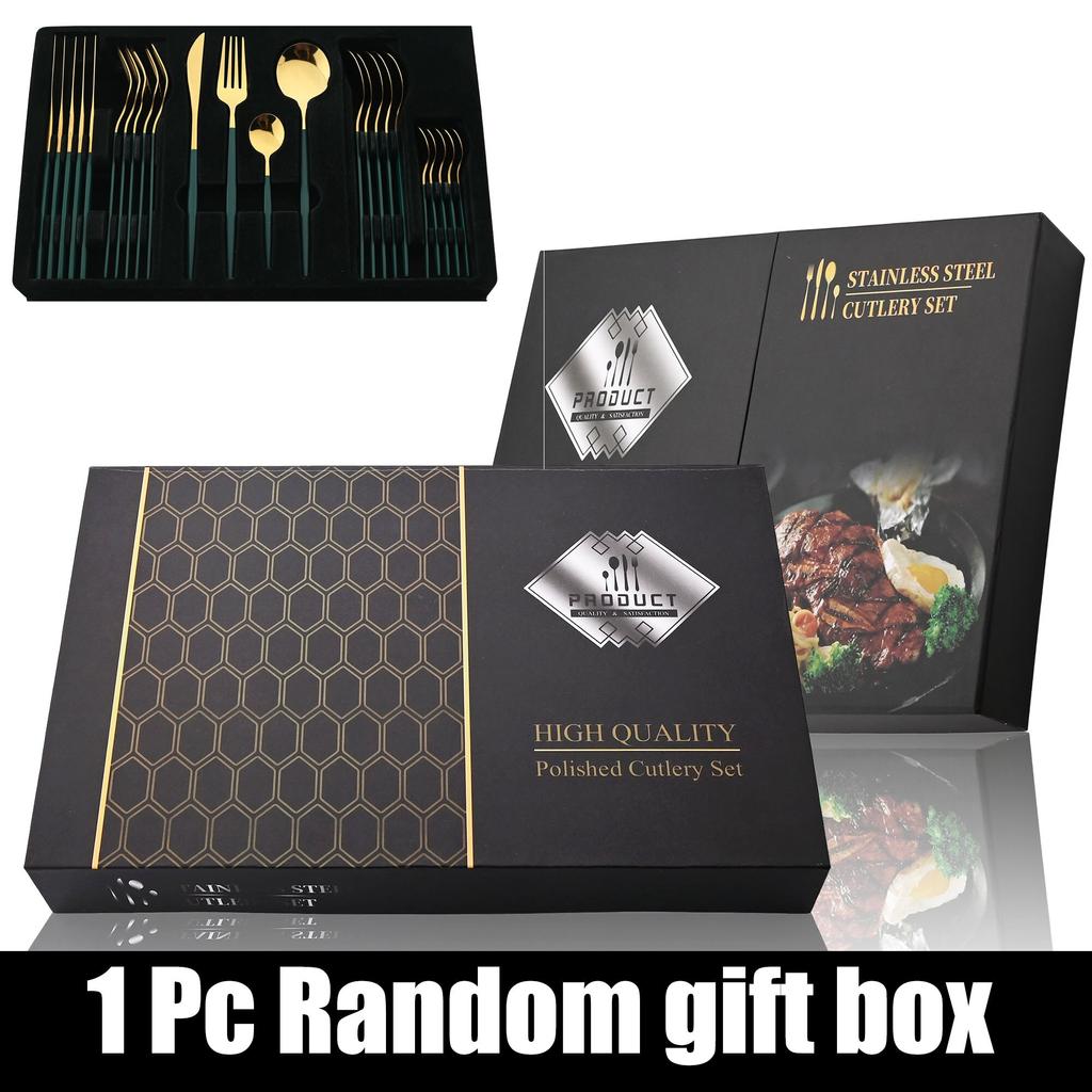 24 шт. набор столовой посуды с подарочной коробкой, нож, вилка, ложка, ужин, набор столовых приборов, посуда из нержавеющей стали, столовое серебро, еда, кухня