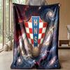 Croatia Football Printed Flannel Blanket Skin Friendly Warm Decorative Throw for Indoor Couch Bed Daily Use