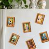 Framed Art Magnets for Housewarming Gifts Cute Cat Magnetic Fridge Magnet, Vintage Wooden Picture Frame, Fun Gift Lovers Renters Scene Decor