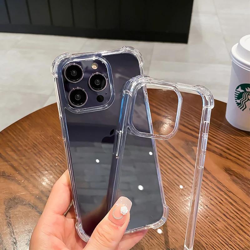 Роскошный противоударный прозрачный чехол для телефона iPhone 15 14 13 12 11 Pro Max Силиконовый прозрачный мягкий чехол для iPhone 14 15 Plus