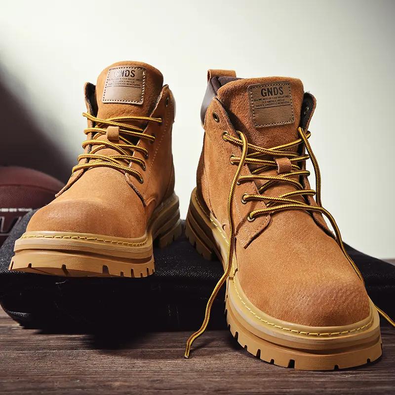 Мужская нескользящая одежда, классические кожаные ботинки Explosive Big Yellow, для работы на открытом воздухе, походов, с высоким верхом, трендовая мужская и женская обувь