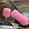 2Pcs Car Handbrake Grip Covers Gear Shift Knob Cover Handle Plush Sleeve Winter Soft Warm Hand Brake Car Accessories for Girls