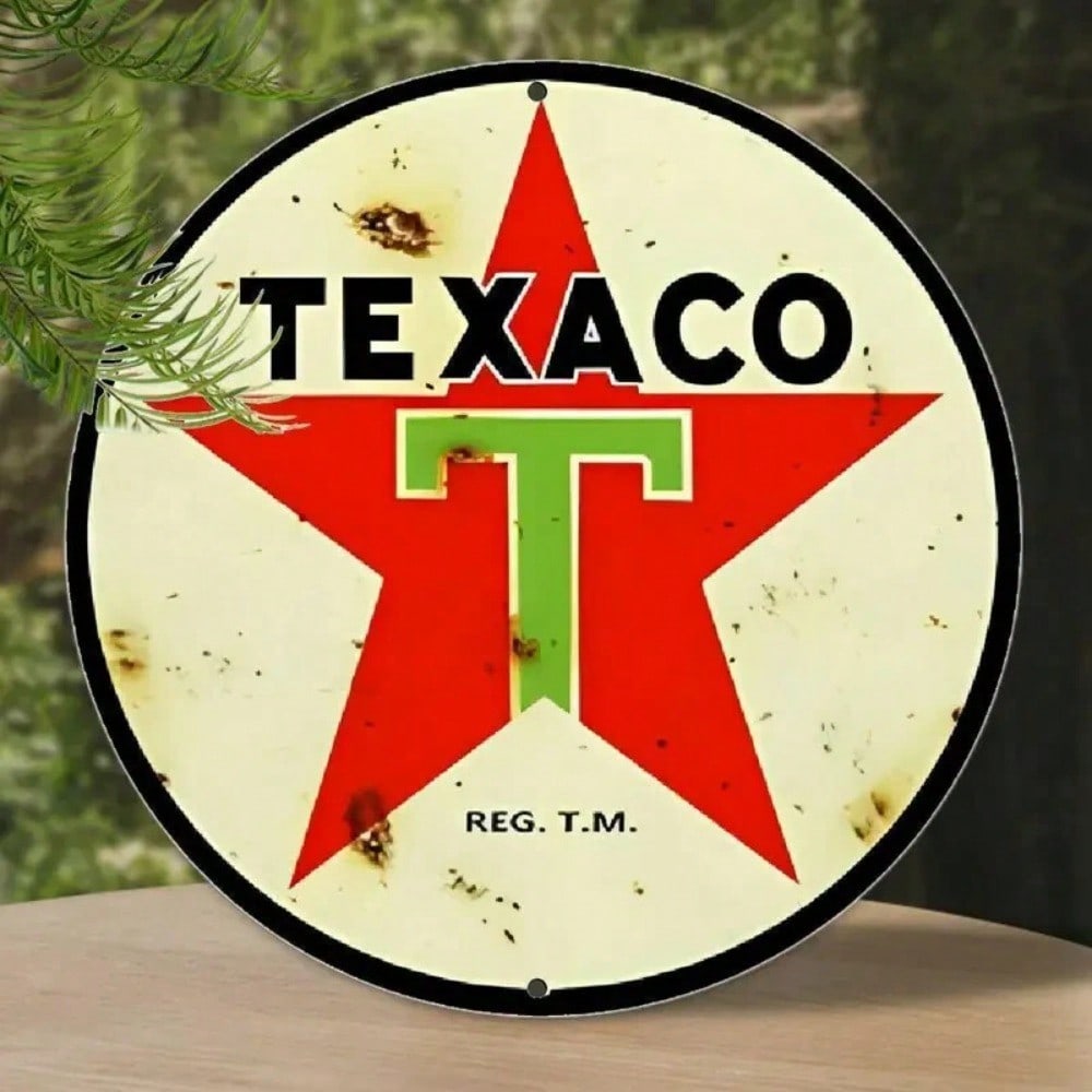Винтажная металлическая вывеска Texaco Бензин Ретро Декор стены гаража Всепогодный Мужская берлога Коллекционный предмет