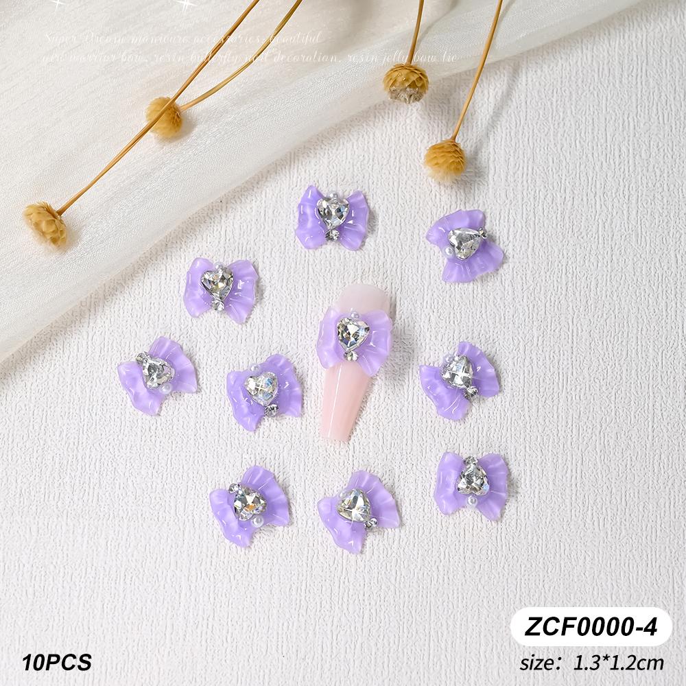 10pcs Sailor Warrior Moon Nail Charm 3D Shiny Japanese Bowknot Diamond Gem Nail Rhinestones Crystal Heart Design DIY Nail Parts