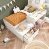 Children's Bed, Solid Wood Single Bed with Desk and Drawers, 90 x 200 cm, White, Storage Bed with Slatted Frame, for Boys & Girls (Without Mattress)