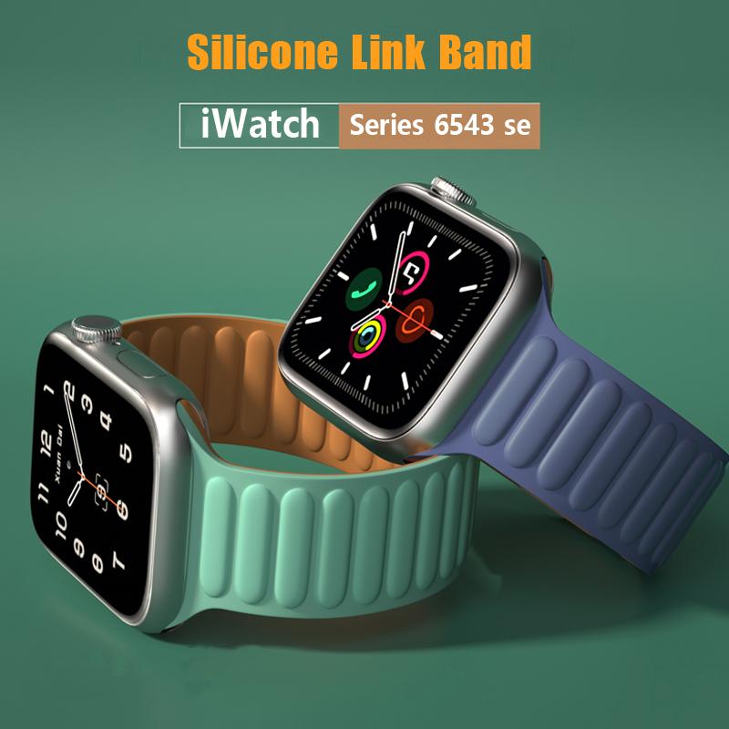 Силиконовый ремешок-звено для Apple watch band 44мм 40мм 45мм 41мм 46мм 49мм Магнитный браслет Loop iwatch series SE 7 8 9 ultra 2 10
