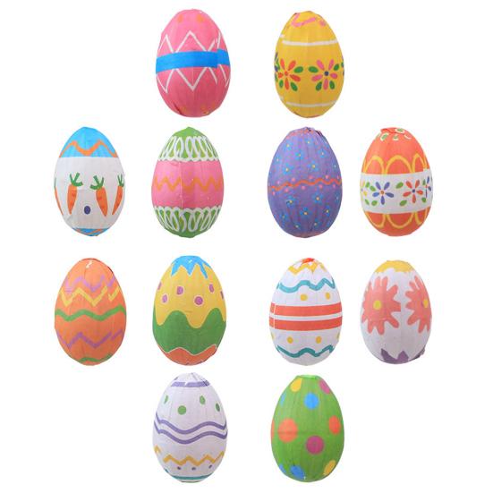 6Pcs Colorful Foam Easter Egg Hanging Decorations with Lanyard Exquisite Patterns Durable Material Simulation Egg Ornaments