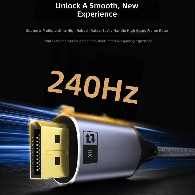 Кабель USB C на 8K60 Гц 32,4 Гбит/с Двунаправленная передача музыки и видео Для игрового монитора 3D-дисплея