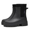 Rain Boots Women's Four Seasons Fashion Outdoor Mid-tube Waterproof Non-slip Rubber Shoes Fashion Rain Boots With Cotton Cover