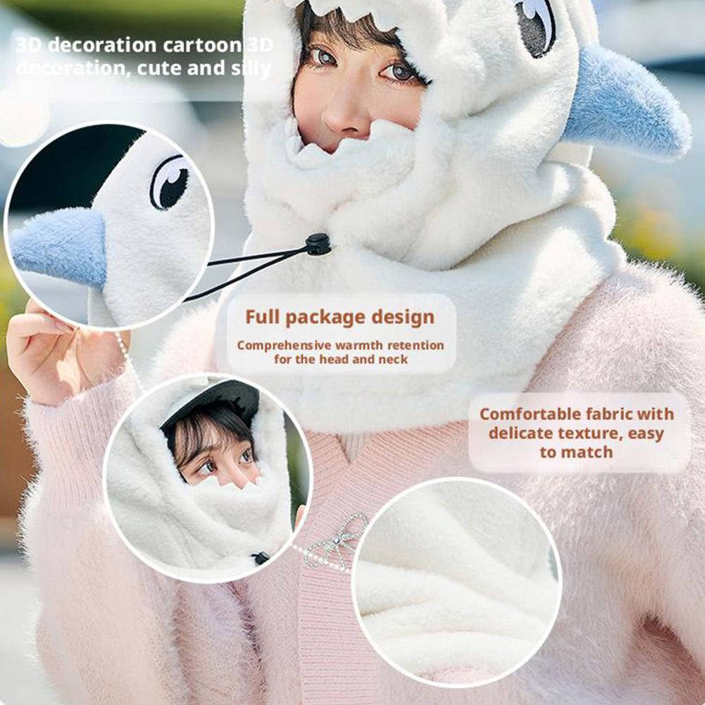 Зимний теплый чехол для горнолыжного шлема, удобный мягкий флисовый чехол для головы, милый декоративный мультяшный рисунок акулы S N9N3