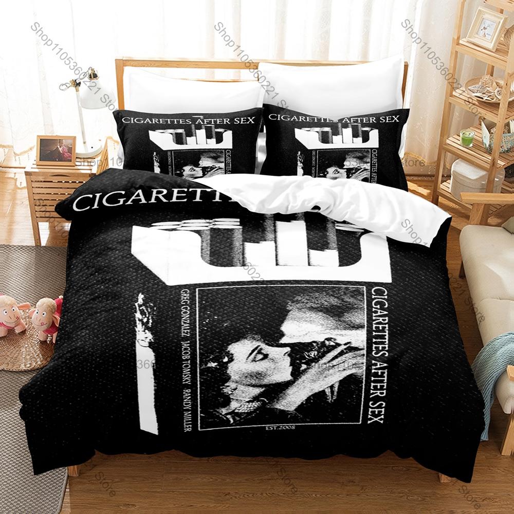 Cigarettes After Sex Dream Pop Minimal Text Duvet Cover Set 3PCS Bedding With 2 Pillowcases Indie Slowcore Music Fans Decor