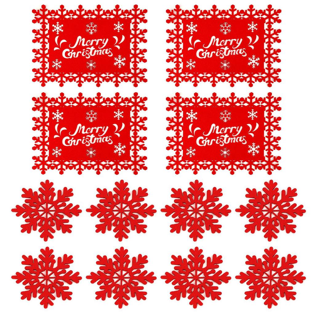 Набор из 12 рождественских фетровых салфеток, термостойкие салфетки под приборы для праздничного стола, кухонные коврики под миски для еды, подкладки для дома