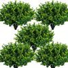 5 пучков искусственных зеленых растений, кустарниковая трава самшита - защита от ультрафиолета, реалистичная листва, не требующая особого ухода, универсальный декор
