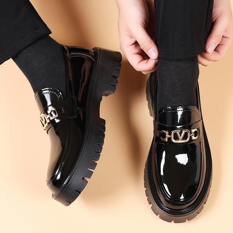 Мужские лоферы пенни на толстой подошве, слипоны, ленивые туфли, платформа, кожаная повседневная обувь JZ-631