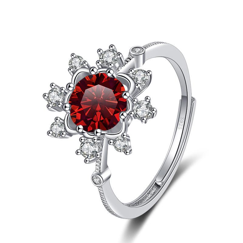 Bague Ringen Ювелирные изделия с муассанитом и бриллиантами, 1 карат, восемь сердец, восемь стрел, кольцо из стерлингового серебра S925 со снежинкой, кольца регулируемого размера