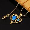 Ins Wind Gold Platinum Blue and White Opal Size Turtle Mother and Son Hollow Heart-shaped Versatile Necklace