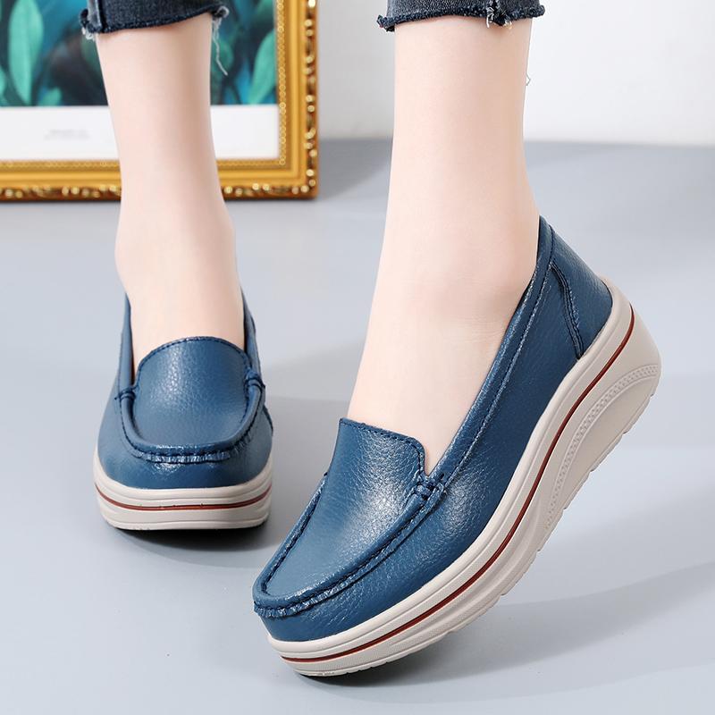 35-42 женские туфли большого размера из кожи сосновой крошки женские туфли на толстой подошве женские повседневные туфли