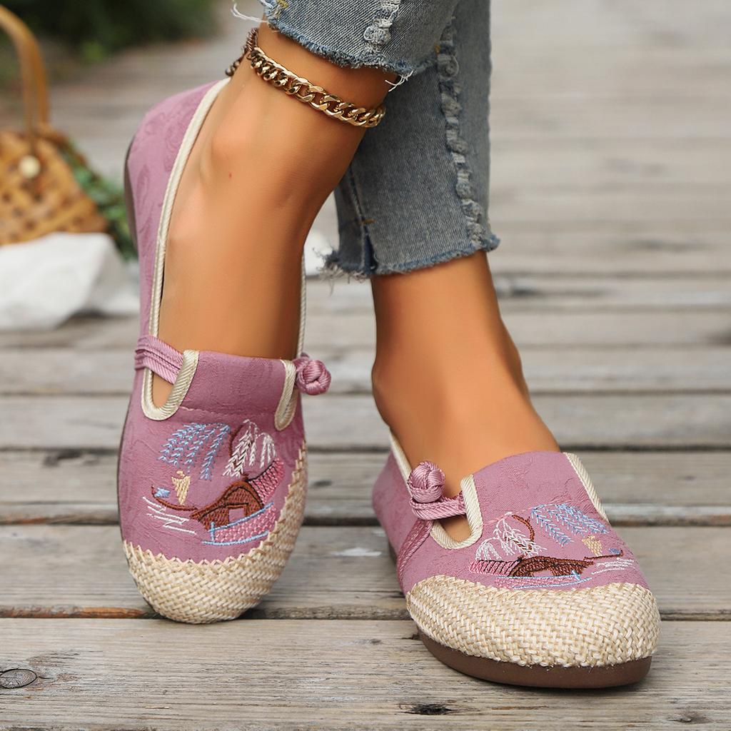 Лен, Обувь рыбака, Одиночные туфли, Вышитая обувь, Этнический стиль, Обувь для мам