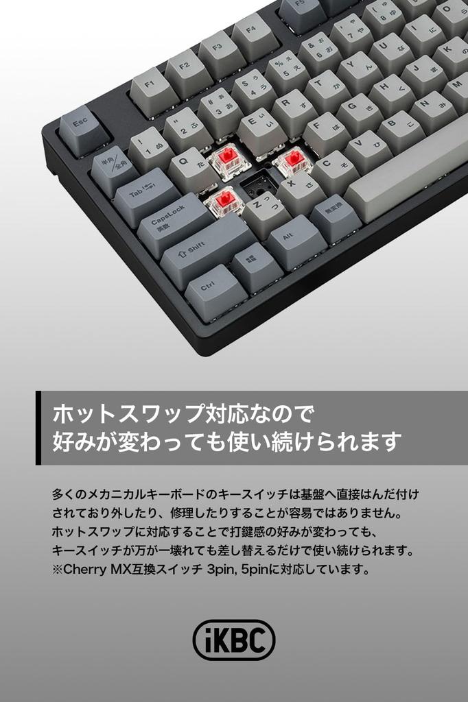 iKBC CD108 Full Size Mechanical Keyboard Japanese Layout 112 Keys GATERON G PRO Red Axis Linear with Windows [USB-C Connection/Compatible Mac/Silent
