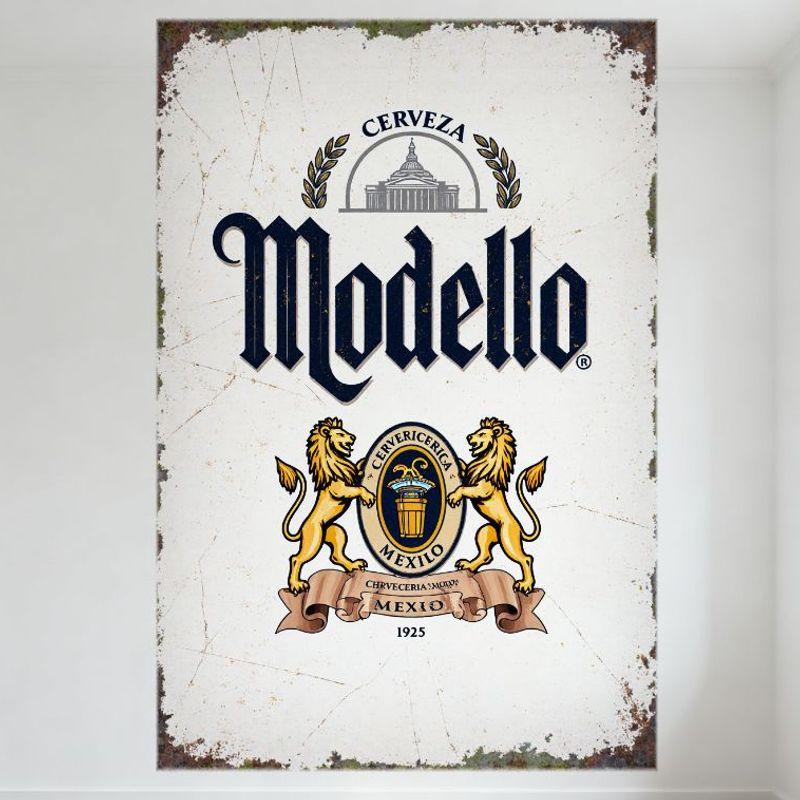 Винтажная металлическая жестяная вывеска Cerveza Modelo Потертый состаренный стиль для бара дома мужской комнаты Декор Эмблема года основания 1925 и дизайн со львами