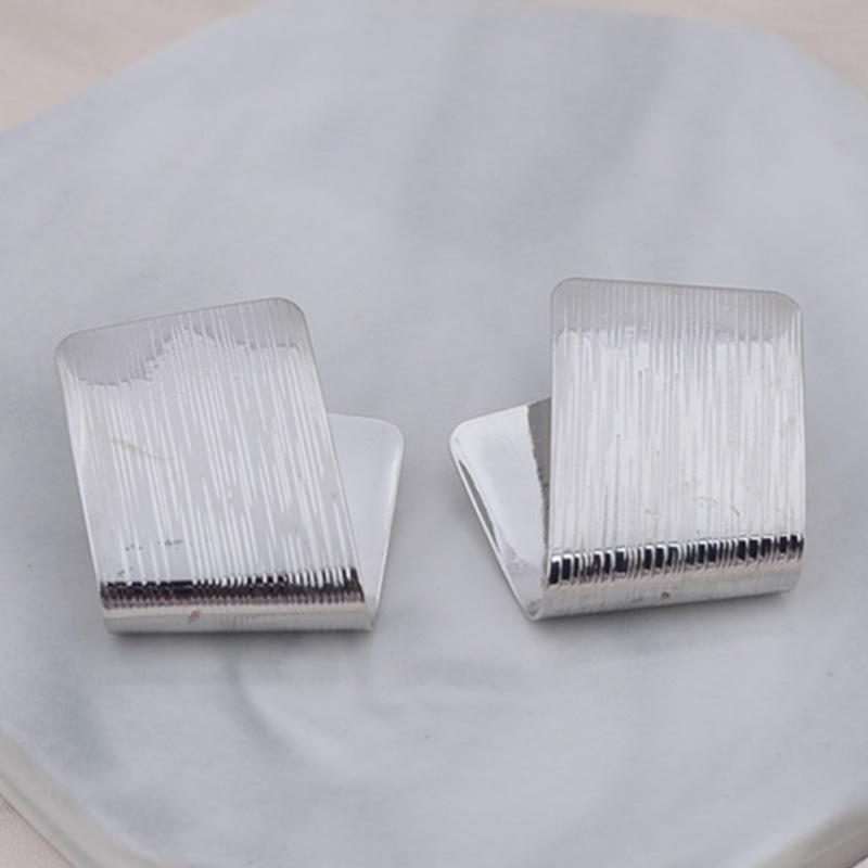 Gold Color Folded Square Stud Earrings for Women Simple Korean Temperament Jewelry for Lady Fashion Geometric Earrings