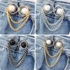 Jeans Button Adjuster For Pants Skirts Button Pearl Tassel Snap Fastener Pant Pin Sewing-Free Jeans Waist Buckle Accessories
