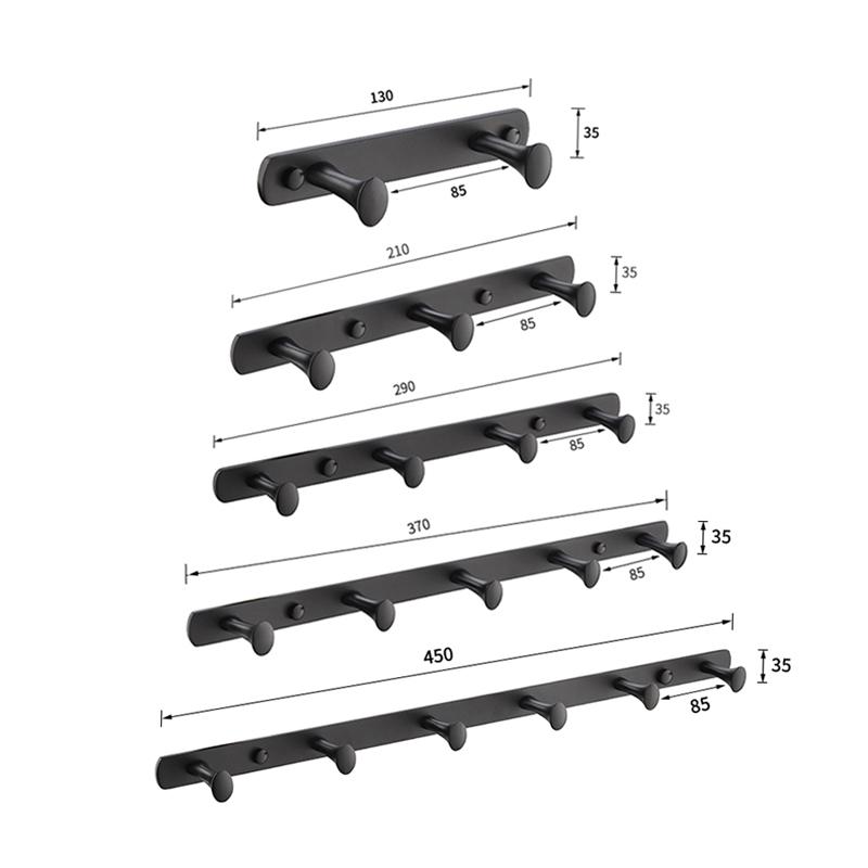Матовый черный крючок для халата, крючок для полотенец в ванной, крючок для одежды на задней двери гостиной, крючок для ключей из нержавеющей стали, крючки для хранения кухонных полотенец