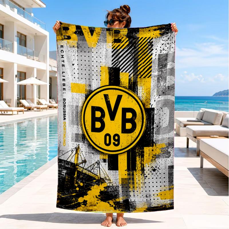 Пляжное полотенце Borussia fcfc, Быстросохнущее, Легкое в уходе, Подходит как для фитнеса, так и для пляжного отдыха, Спортивная необходимость