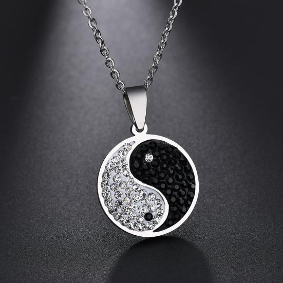 Винтажное ожерелье с блестящими стразами для мужчин и женщин, символ Инь-Ян, подарок для ювелирных изделий