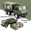 Масштаб 1/43, автомобиль-цистерна из сплава со звуком и светом, военный грузовик, игрушечный симулятор, коллекционный военный автомобиль, миниатюра для детей