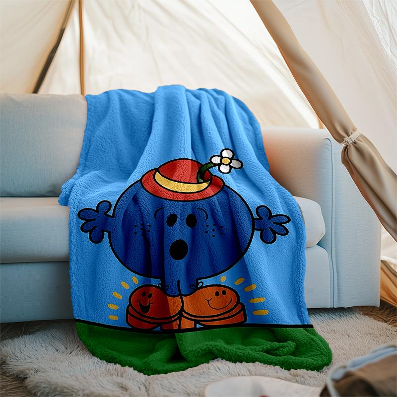 Mr. Men and Little Miss Theme Printed Blanket - Perfect for Couch, Bed, Travel & Outdoor Use | Machine Washable, Cozy & Durable.