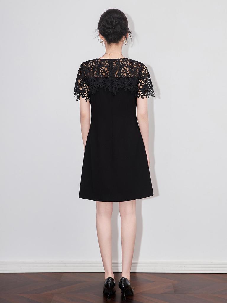 Высококачественное женское летнее А-силуэтное платье с кружевной вышивкой