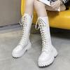 Thicken Winter Knight Boots Women Knee High Long Square Heel Boots Retro Thick Motorcycle Boots